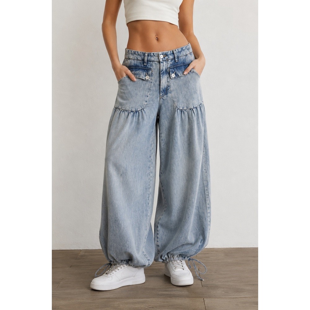 We The Free Free People Women's Wide Leg Jeans Size 25 Light Wash
